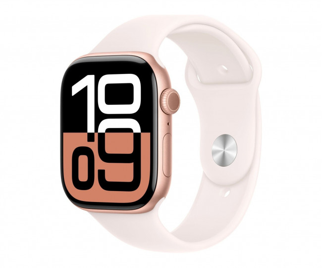 Apple Watch Series 10 GPS 46mm Rose Gold Alu. Case w. Light Blush Sport Band - M/L (MWWU3)